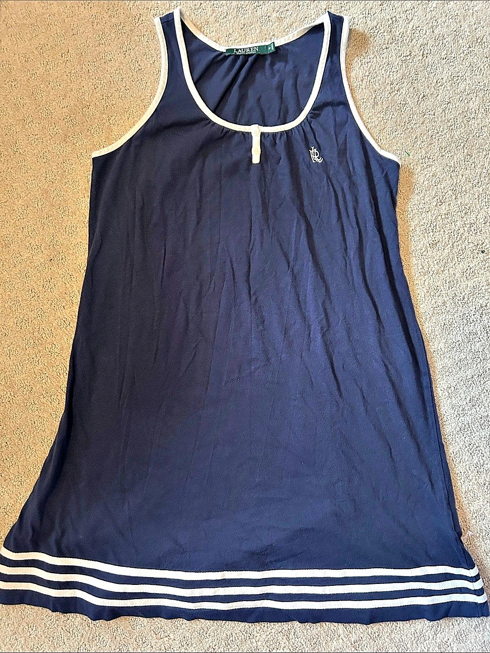 Lauren Ralph Lauren Striped Mini Dress in Blue & White Size Medium